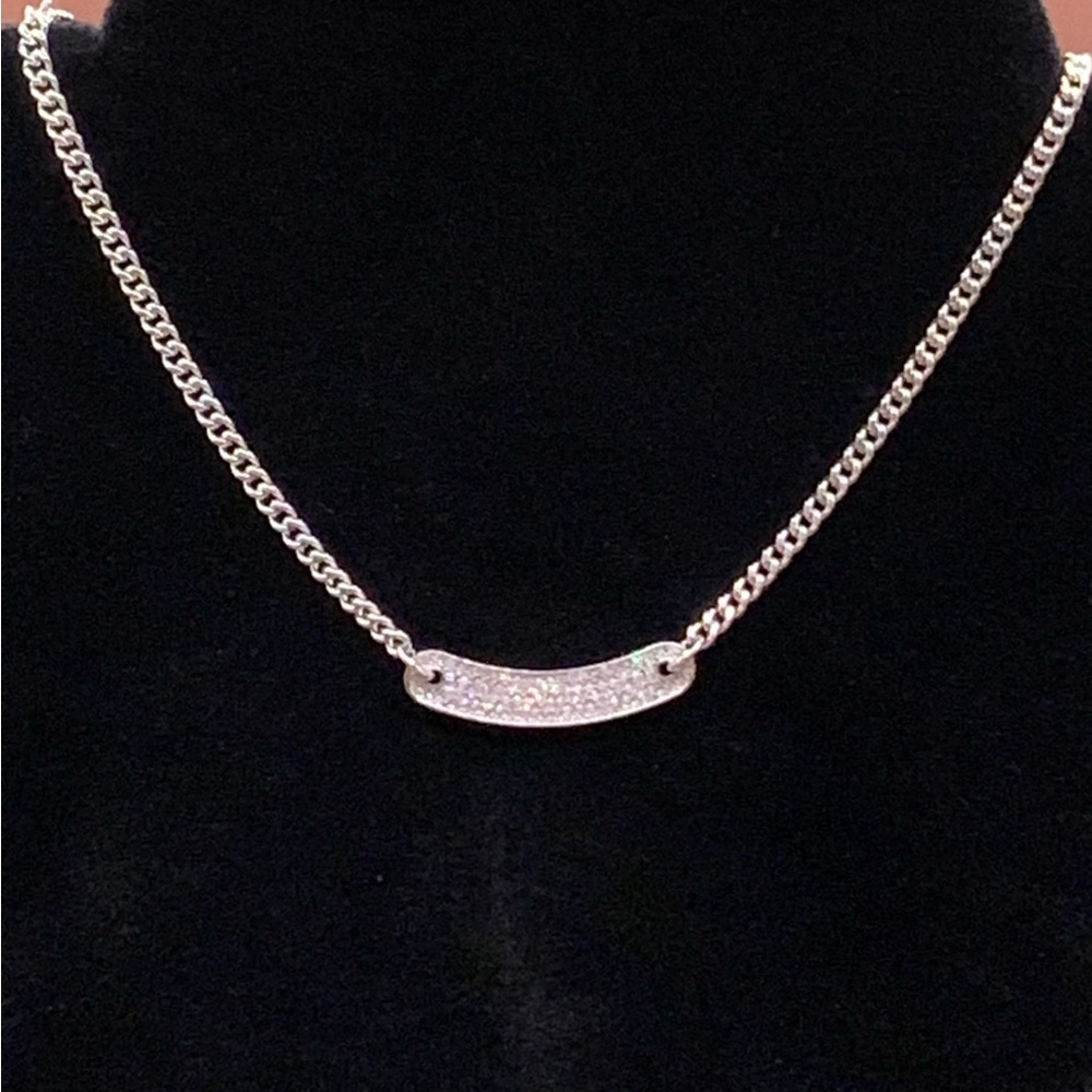 Silver Tone Juicy Couture Rhinestone Choker. Box chain 14”-18” Pre Loved